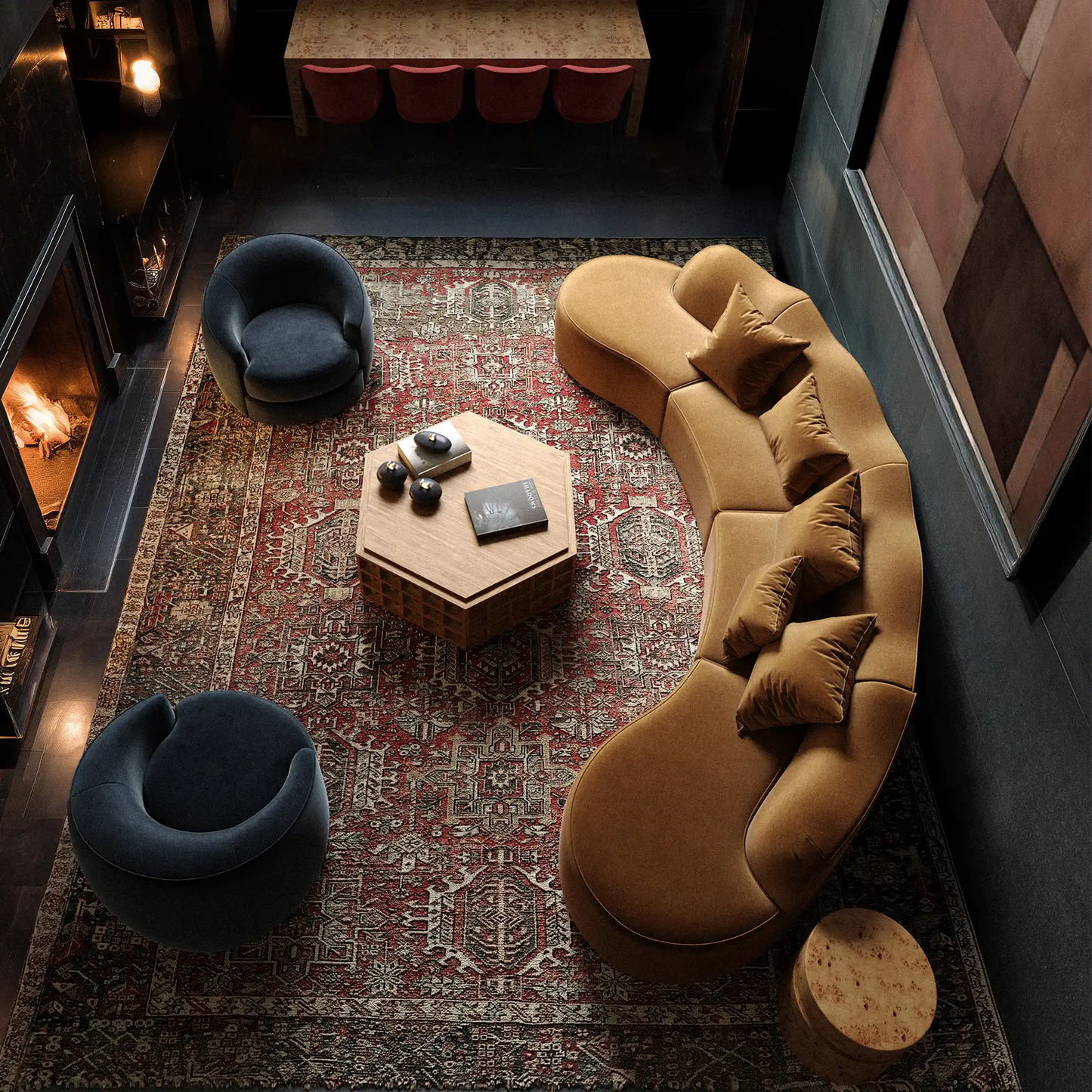 Luxury Modern Serpentine Sectional Sofa European Style for Villa