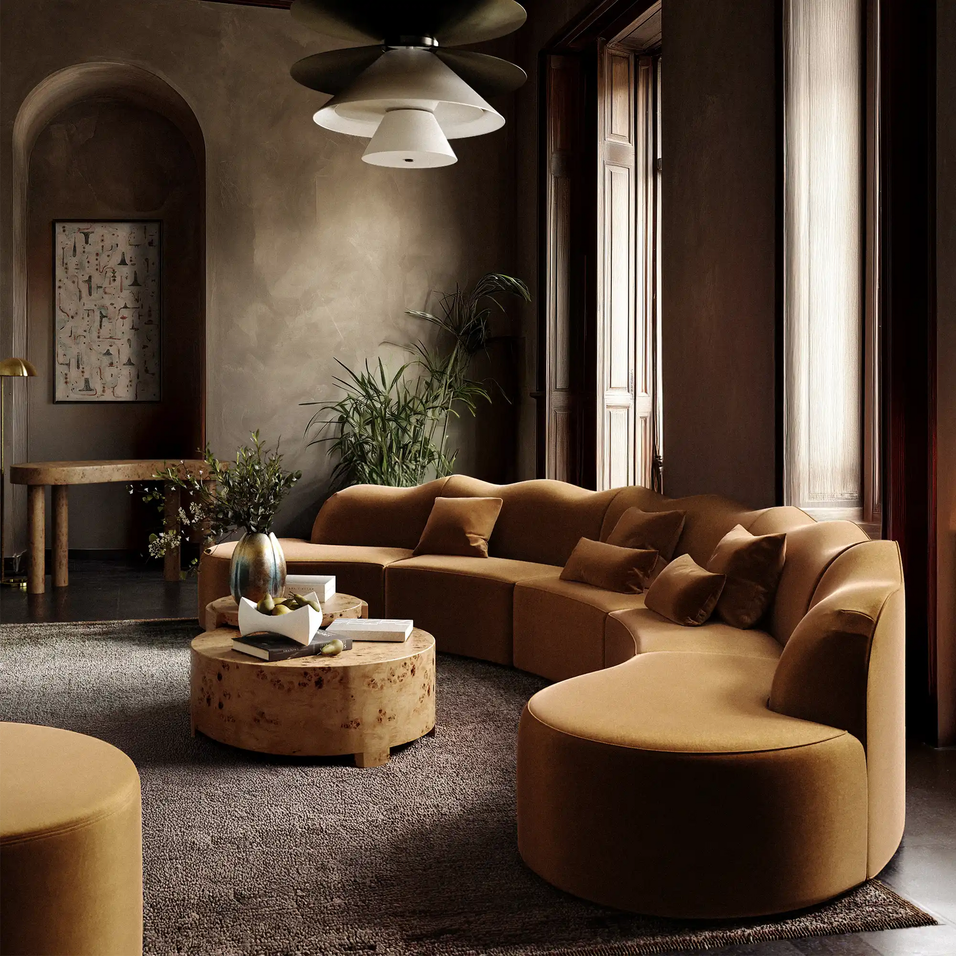 Luxury Modern Serpentine Sectional Sofa European Style for Villa