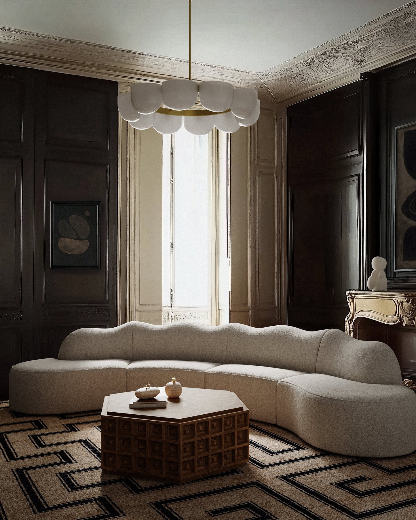Luxury Modern Serpentine Sectional Sofa European Style for Villa