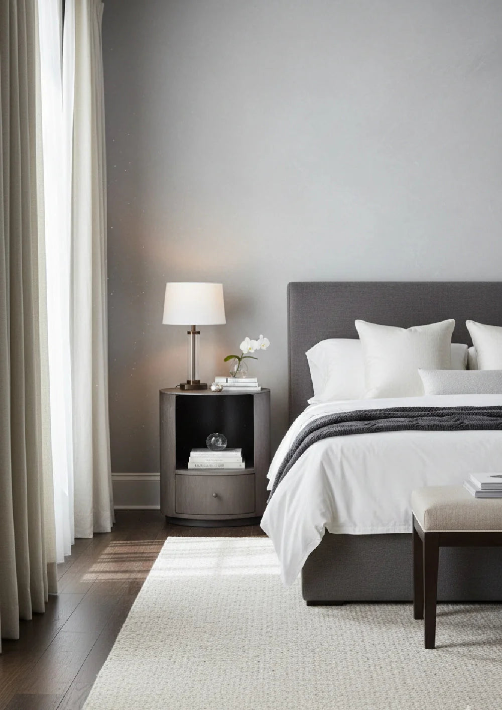 Luxury Modern Siena 1-Drawer Nightstand European Style for Villa