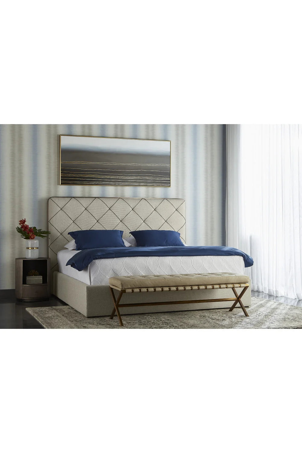 Luxury Modern Siena 1-Drawer Nightstand European Style for Villa