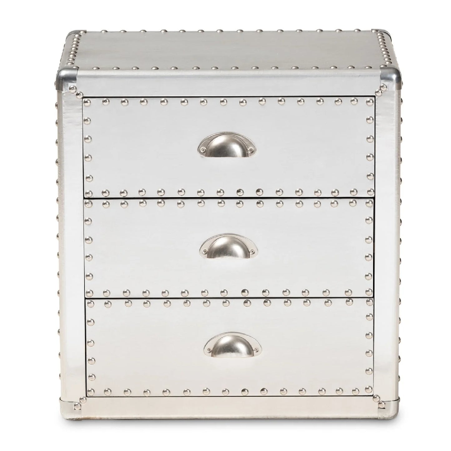 Luxury Modern Silver 3-Drawer End Table European Style for Villa