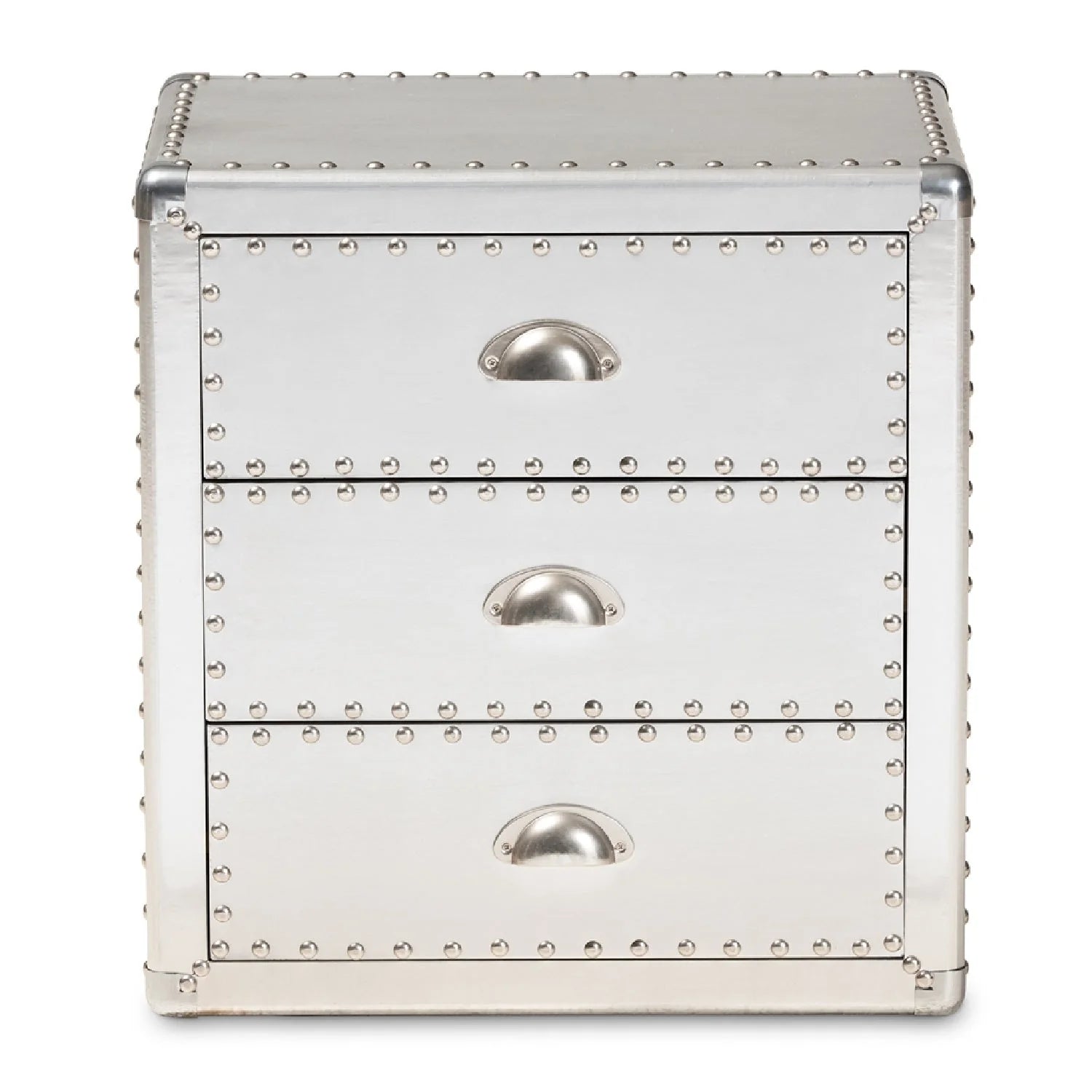 Luxury Modern Silver 3-Drawer End Table European Style for Villa