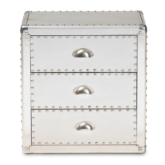 Luxury Modern Silver 3-Drawer End Table European Style for Villa
