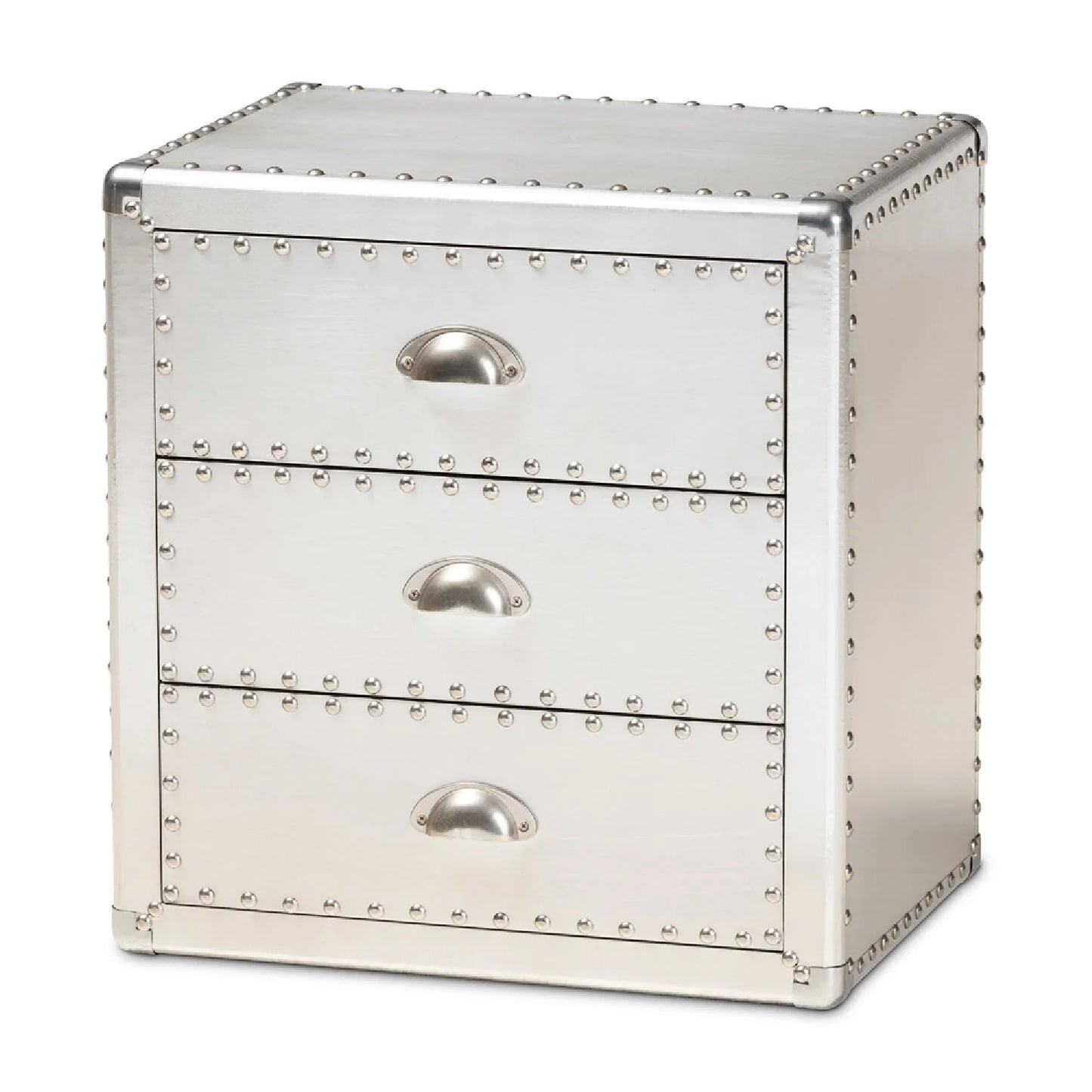 Luxury Modern Silver 3-Drawer End Table European Style for Villa