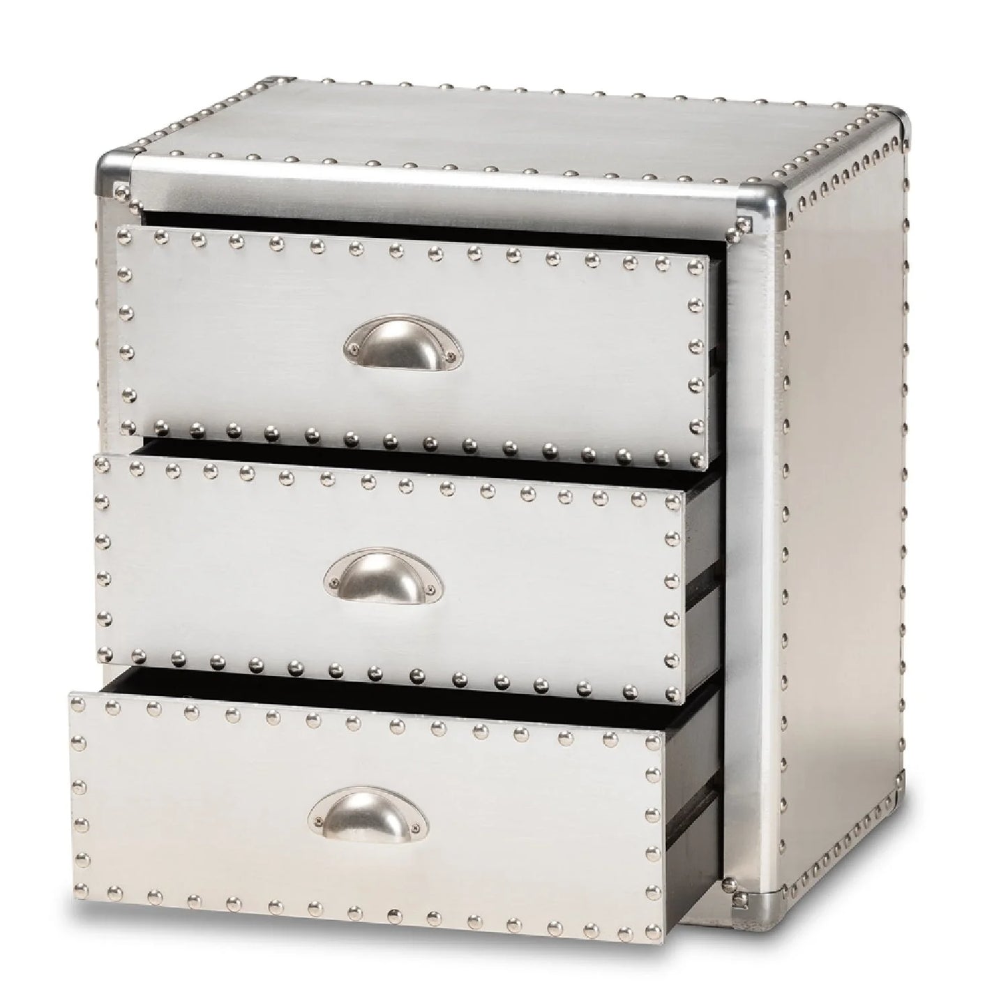 Luxury Modern Silver 3-Drawer End Table European Style for Villa