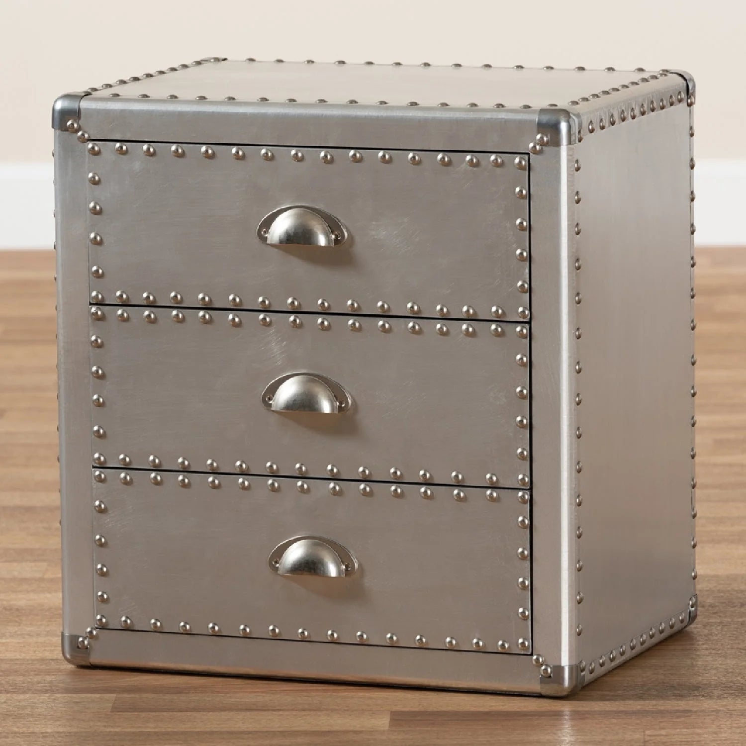 Luxury Modern Silver 3-Drawer End Table European Style for Villa