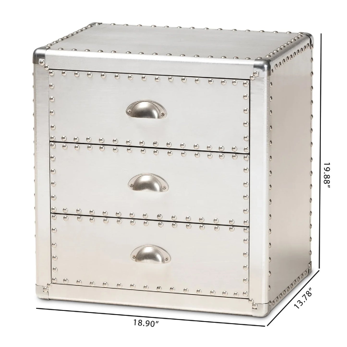 Luxury Modern Silver 3-Drawer End Table European Style for Villa
