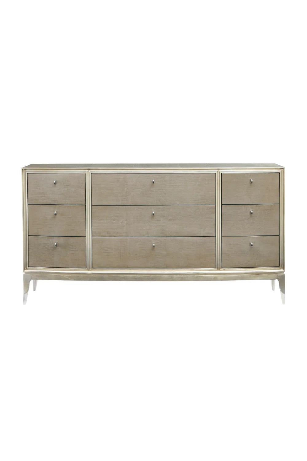 Luxury Modern Silver Glazed 9-Drawer Dresser European Style for Villa