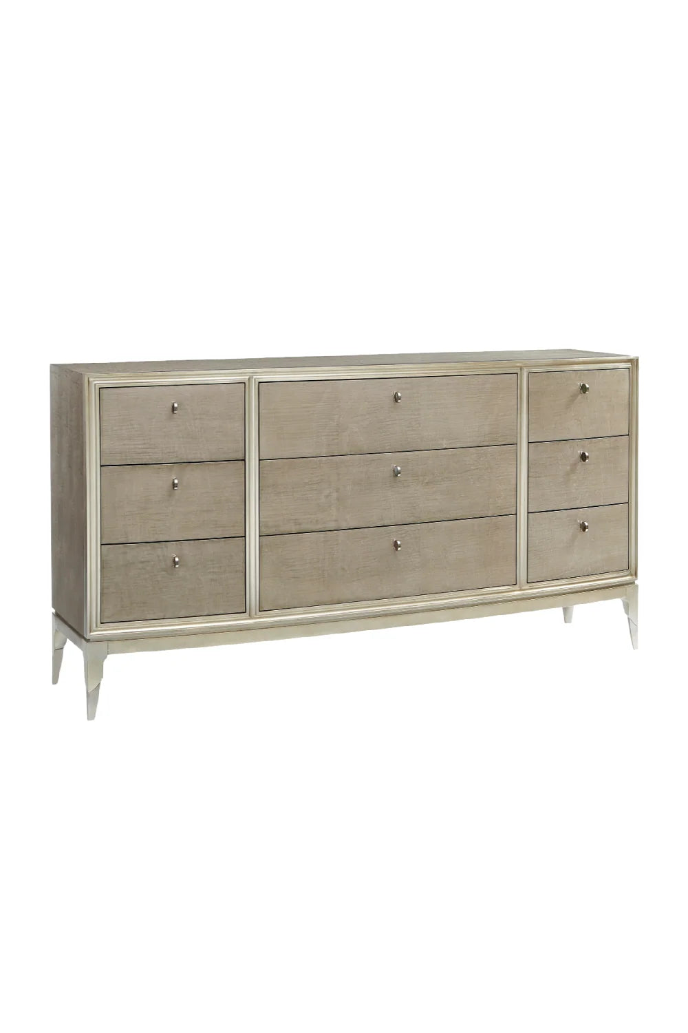 Luxury Modern Silver Glazed 9-Drawer Dresser European Style for Villa