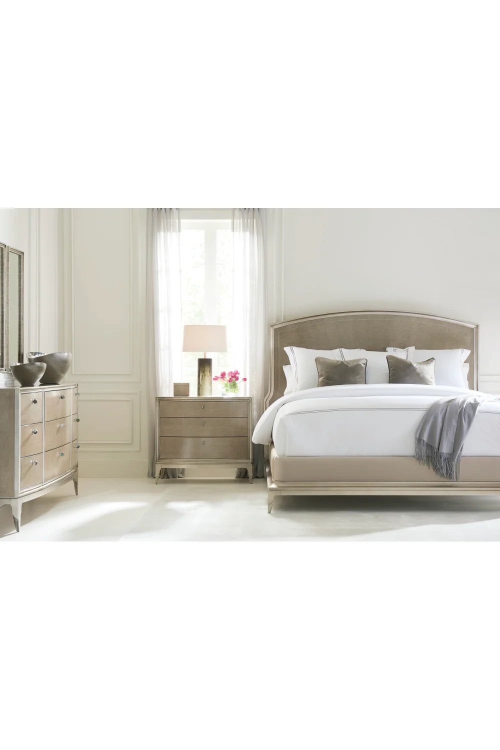 Luxury Modern Silver Glazed 9-Drawer Dresser European Style for Villa