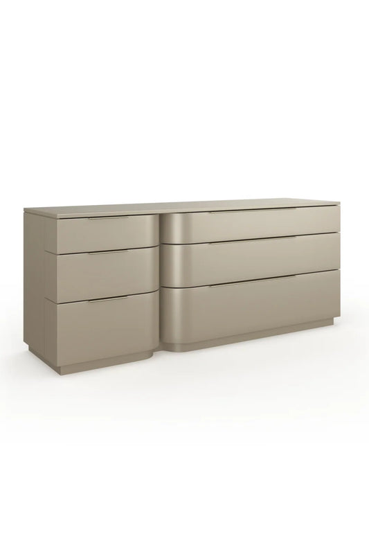 Luxury Modern Silver Gloss 6-Drawer Dresser European Style for Villa
