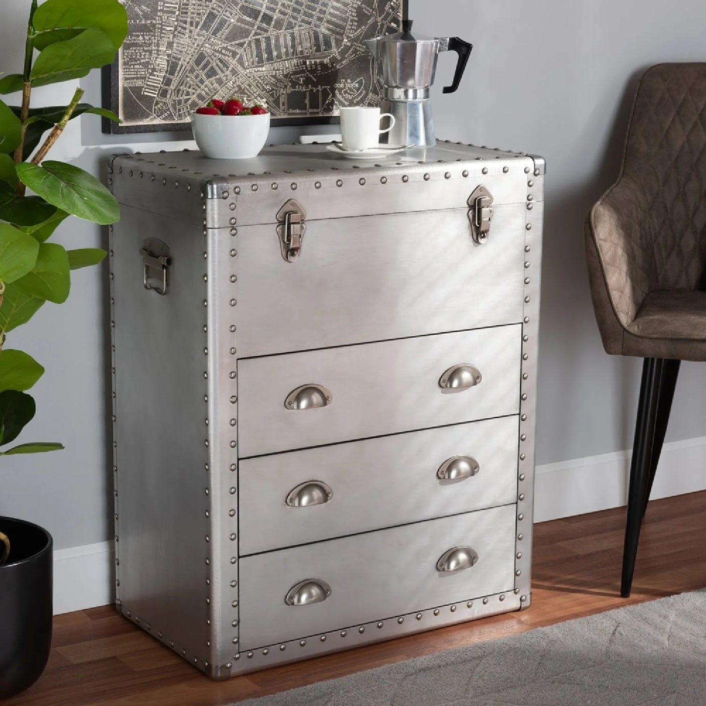 Luxury Modern Silver Storage Cabinet European Style for Villa