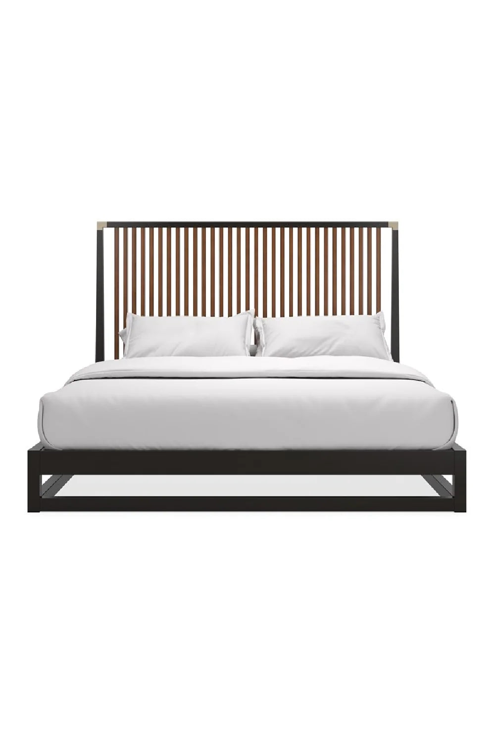 Luxury Modern Slatted Oak King Bed European Style for Villa