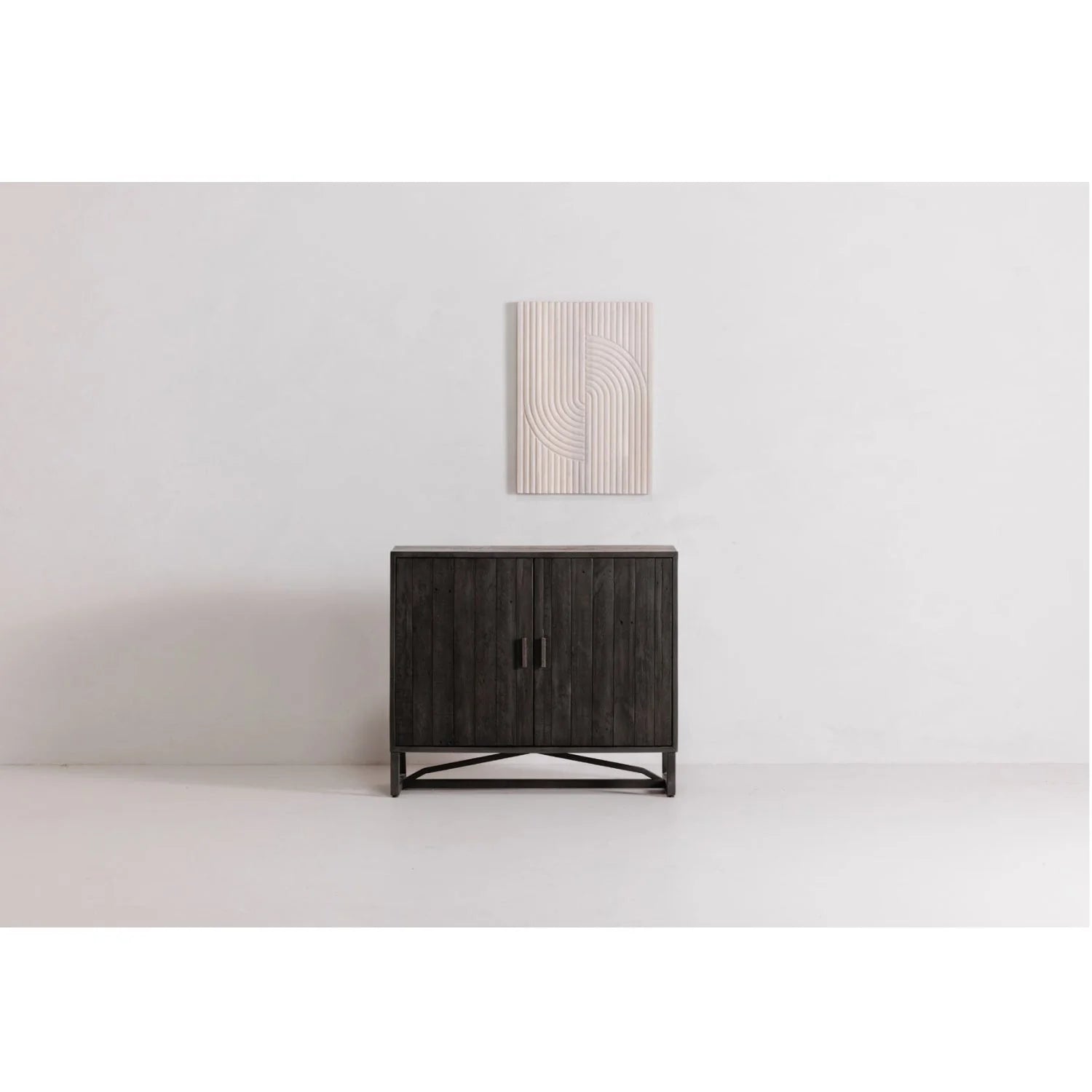 Luxury Modern Slatted Pine 2-Door Cabinet European Style for Villa