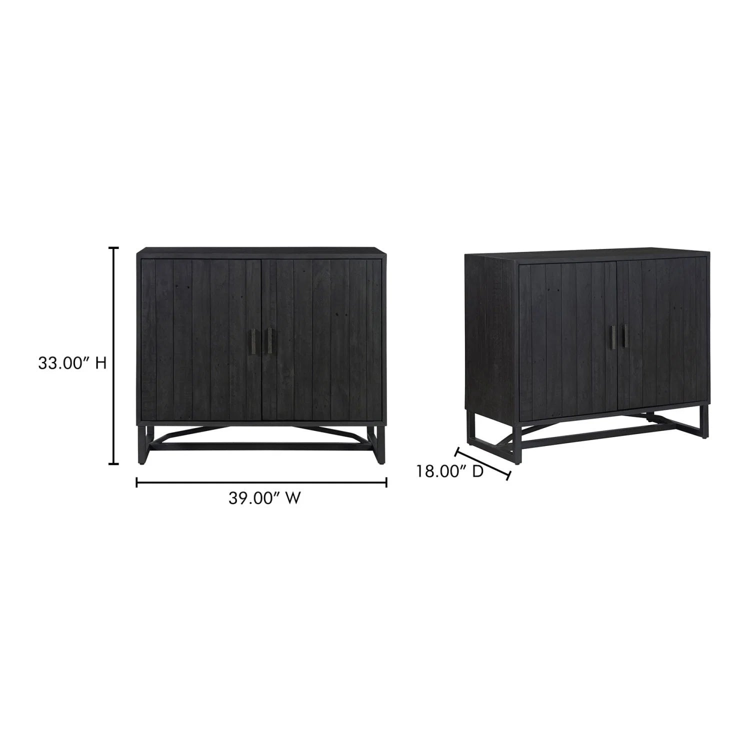Luxury Modern Slatted Pine 2-Door Cabinet European Style for Villa