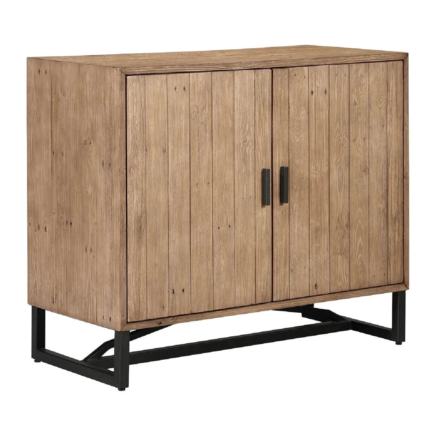 Luxury Modern Slatted Pine 2-Door Cabinet European Style for Villa