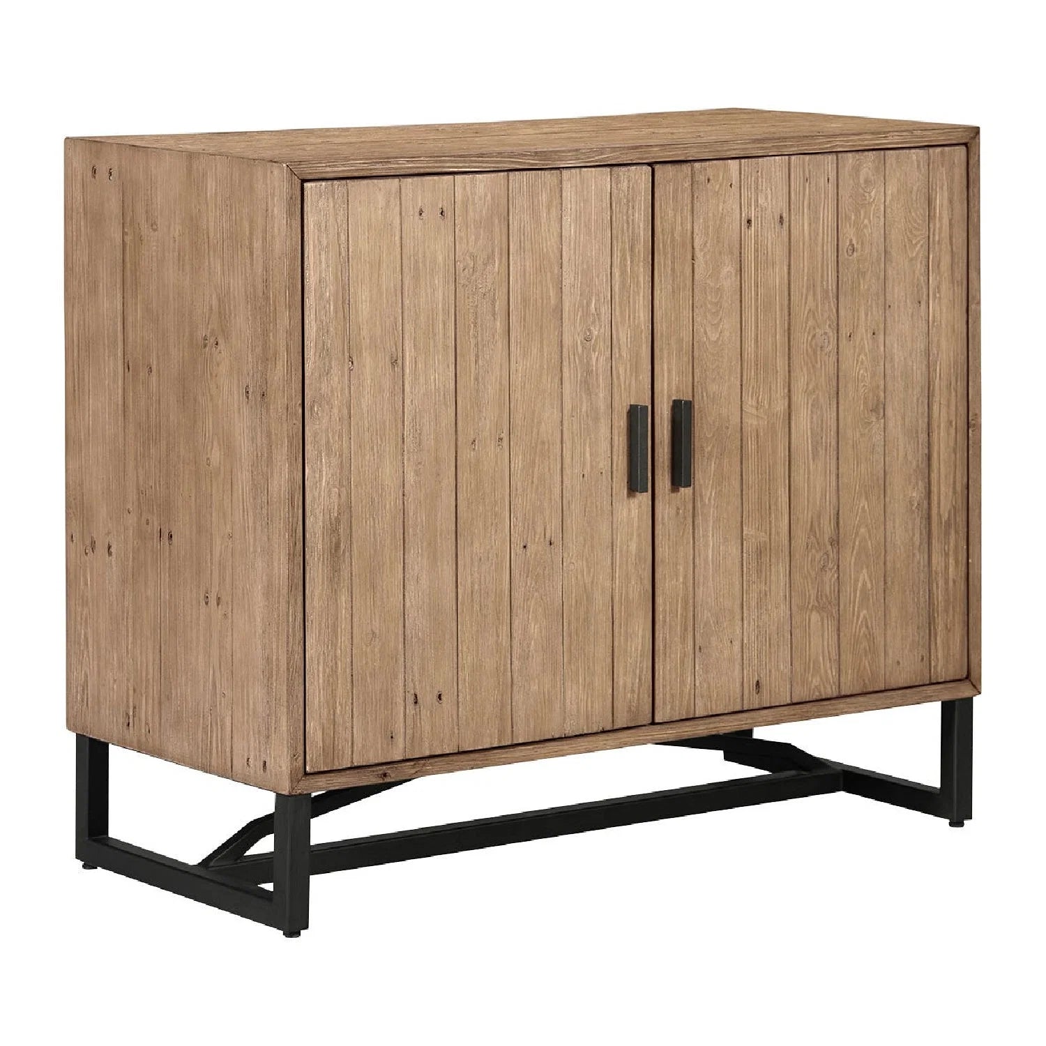 Luxury Modern Slatted Pine 2-Door Cabinet European Style for Villa
