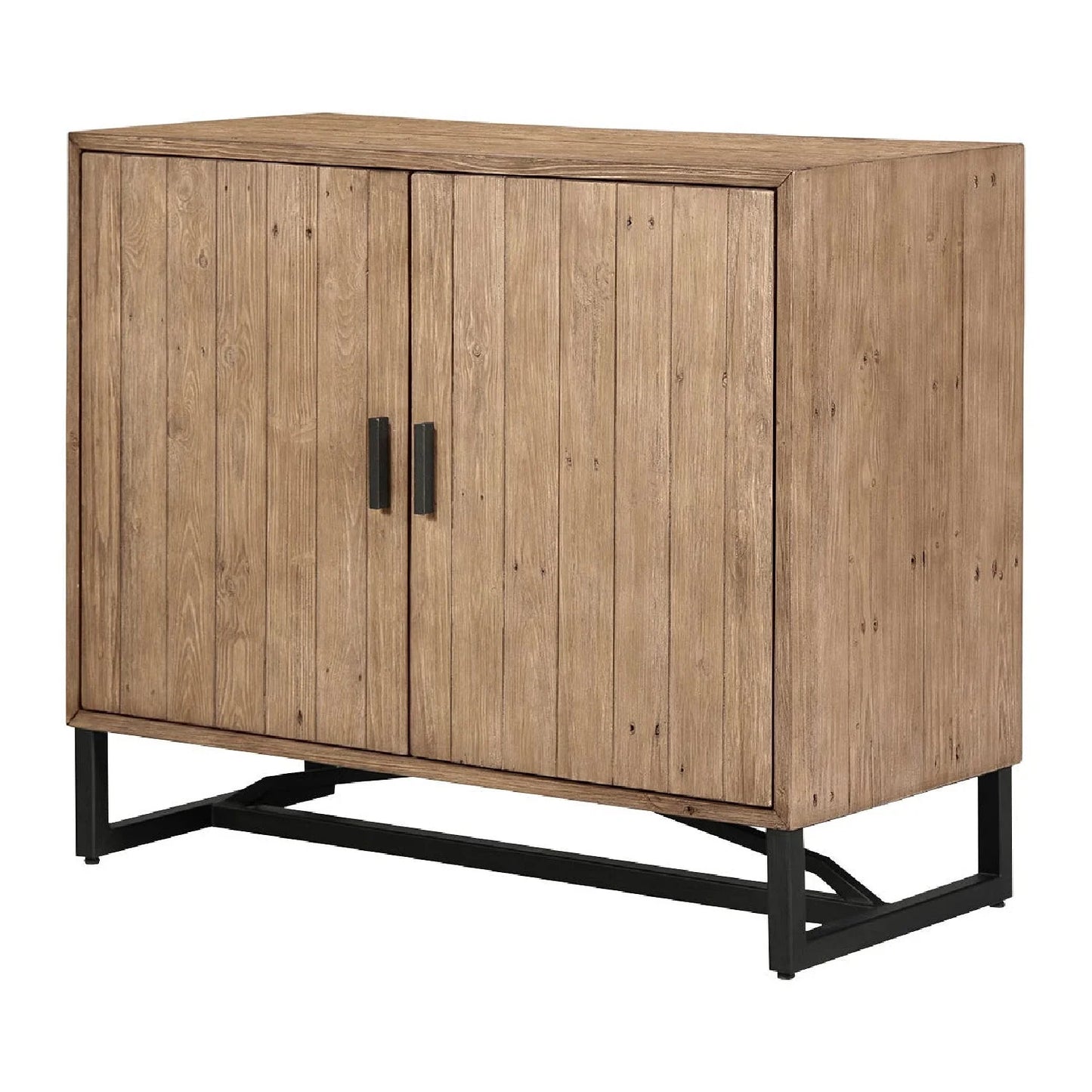 Luxury Modern Slatted Pine 2-Door Cabinet European Style for Villa