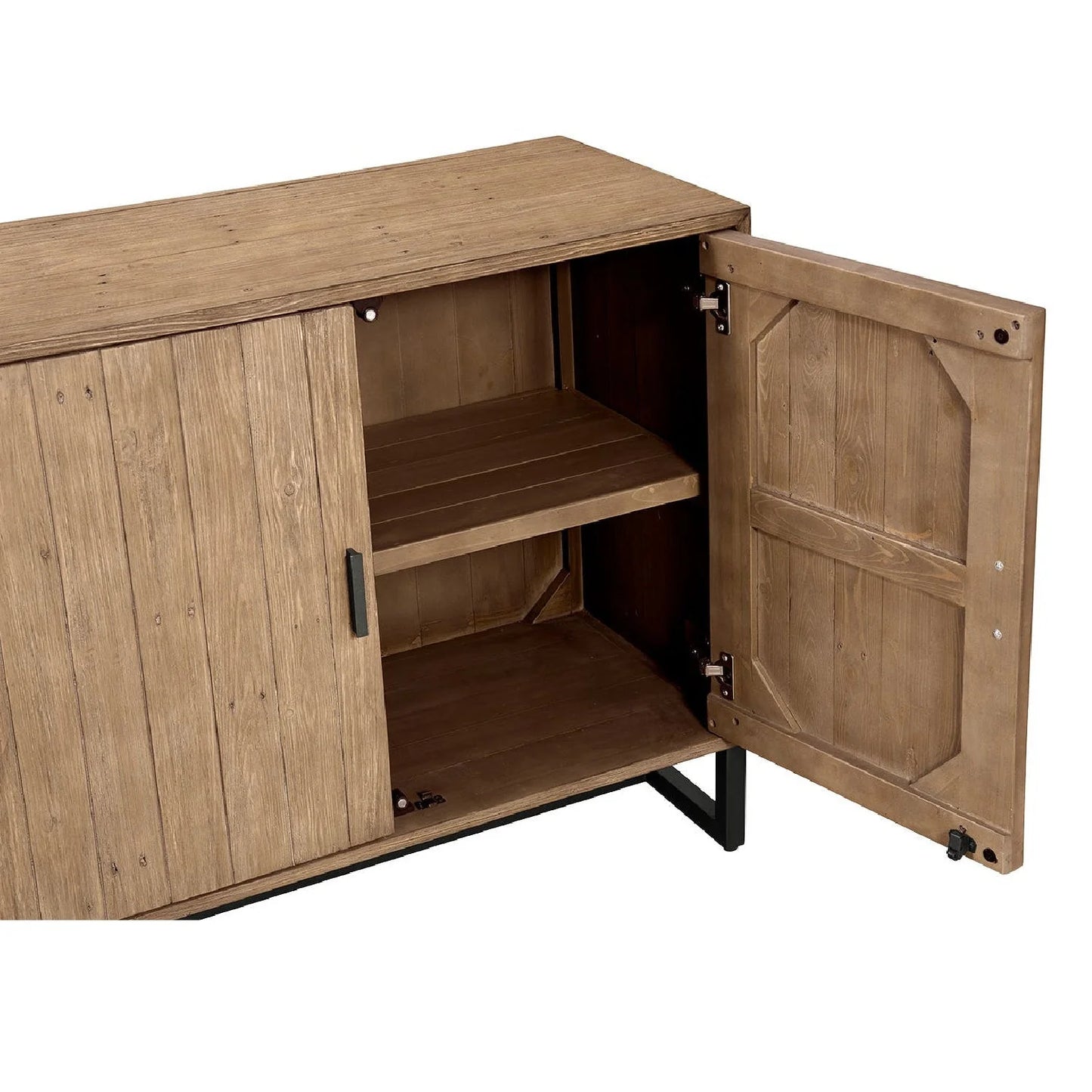 Luxury Modern Slatted Pine 2-Door Cabinet European Style for Villa