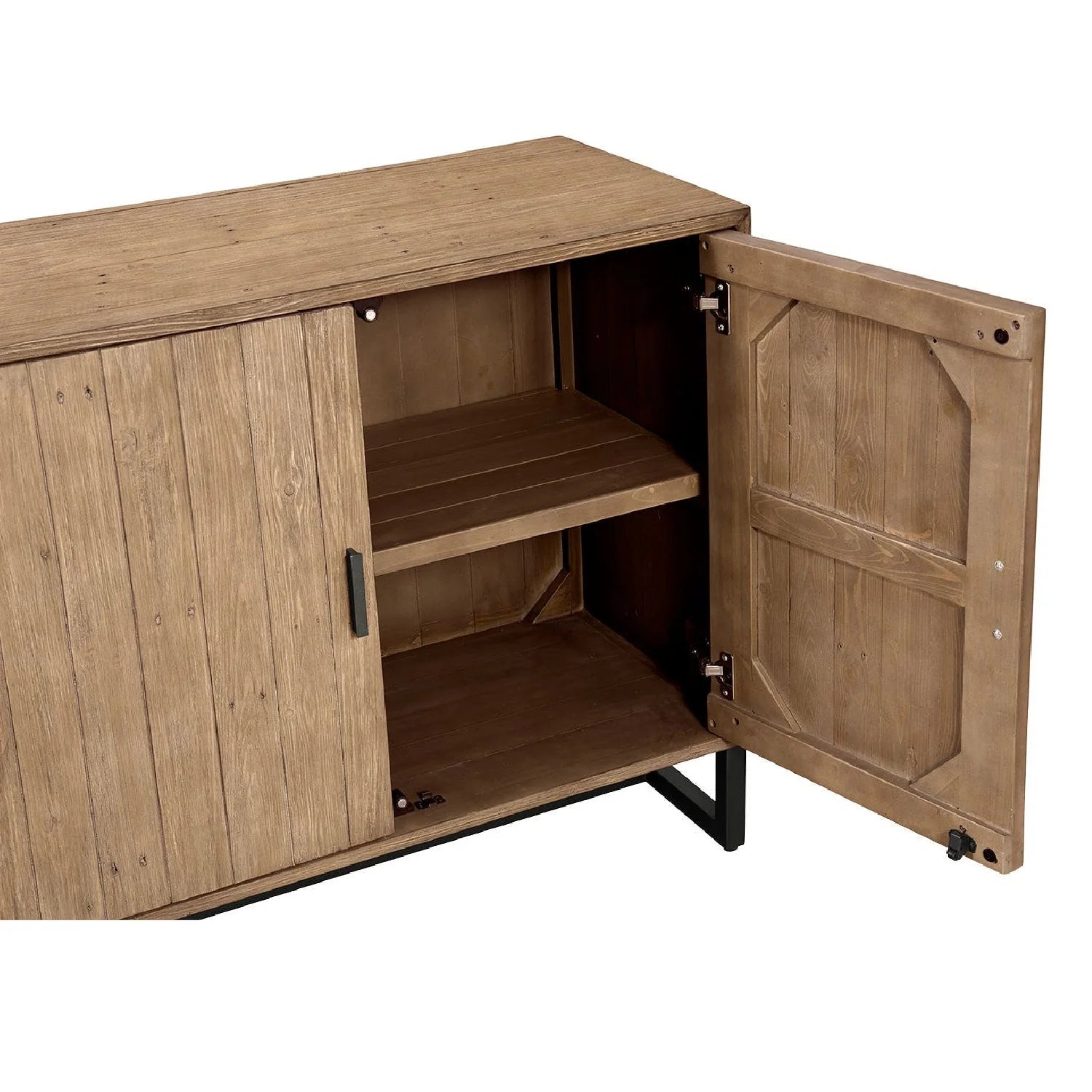 Luxury Modern Slatted Pine 2-Door Cabinet European Style for Villa