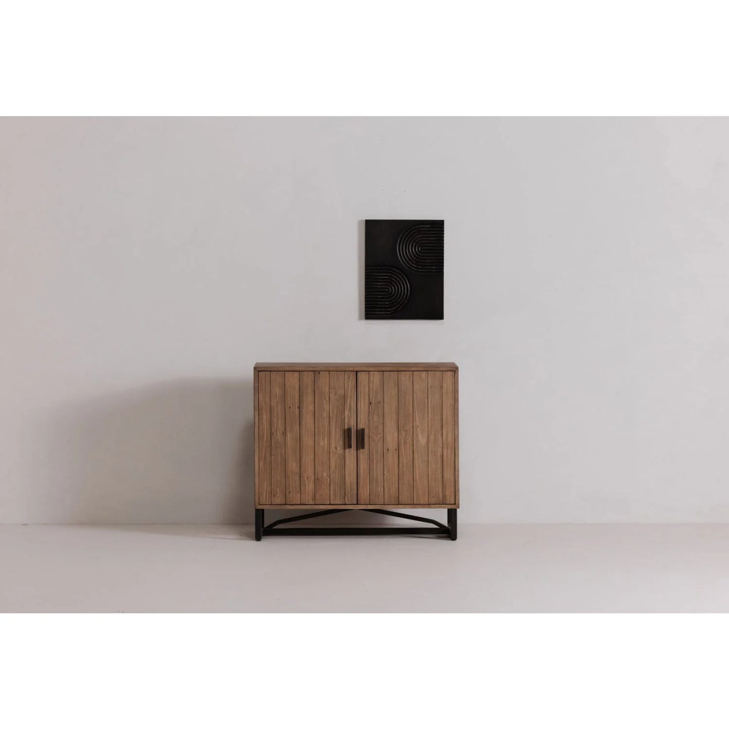 Luxury Modern Slatted Pine 2-Door Cabinet European Style for Villa