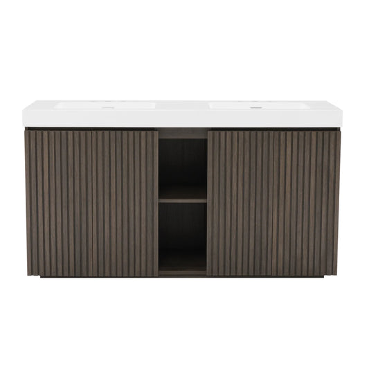Luxury Modern Smoked Oak Bathroom Vanity European Style for Villa