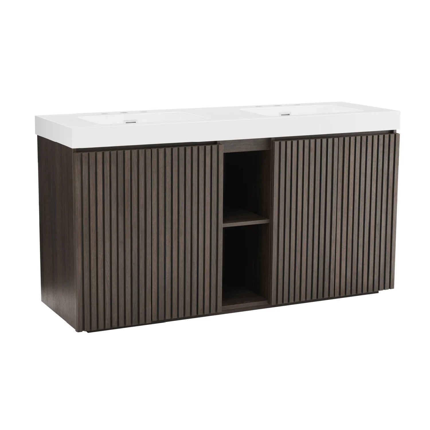 Luxury Modern Smoked Oak Bathroom Vanity European Style for Villa