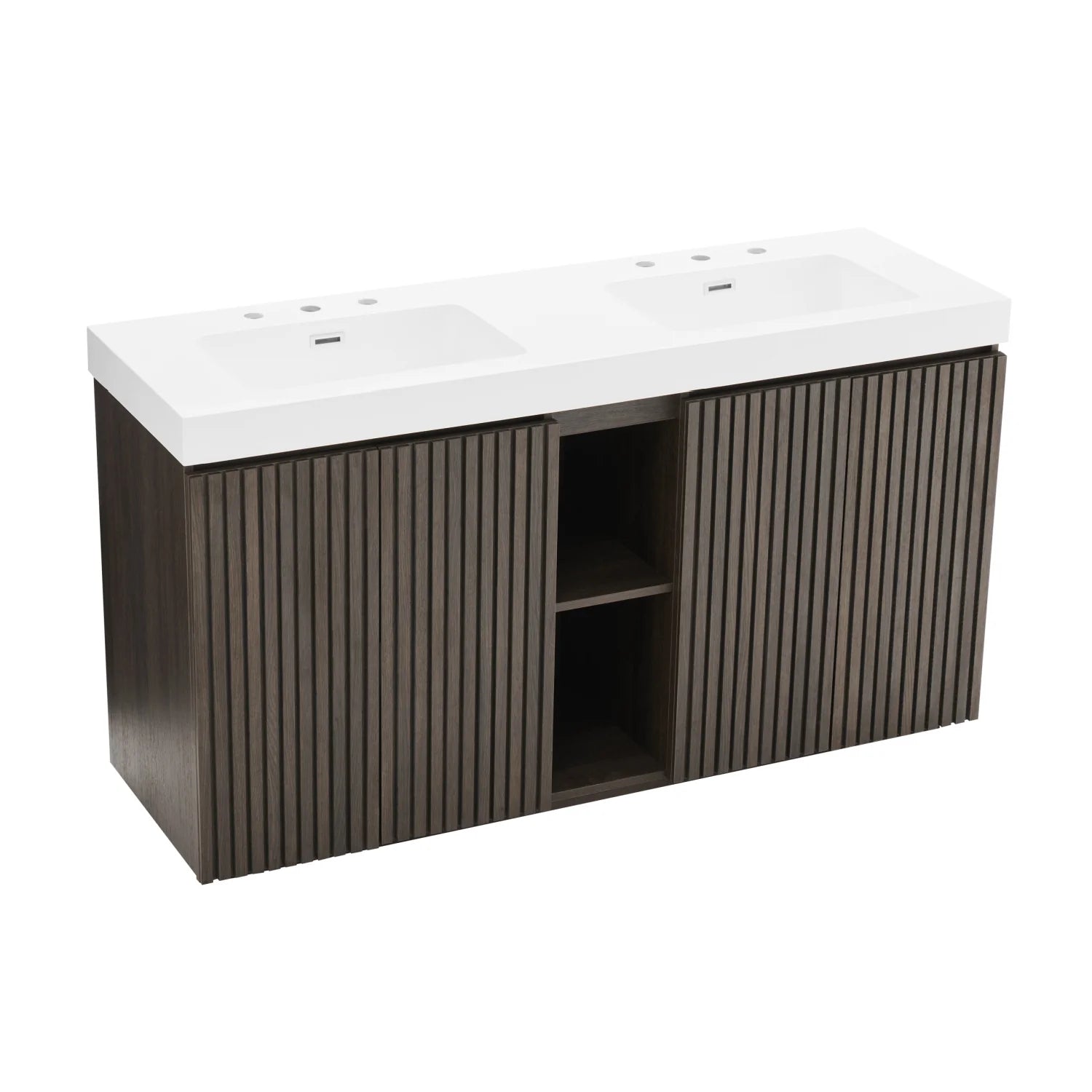 Luxury Modern Smoked Oak Bathroom Vanity European Style for Villa