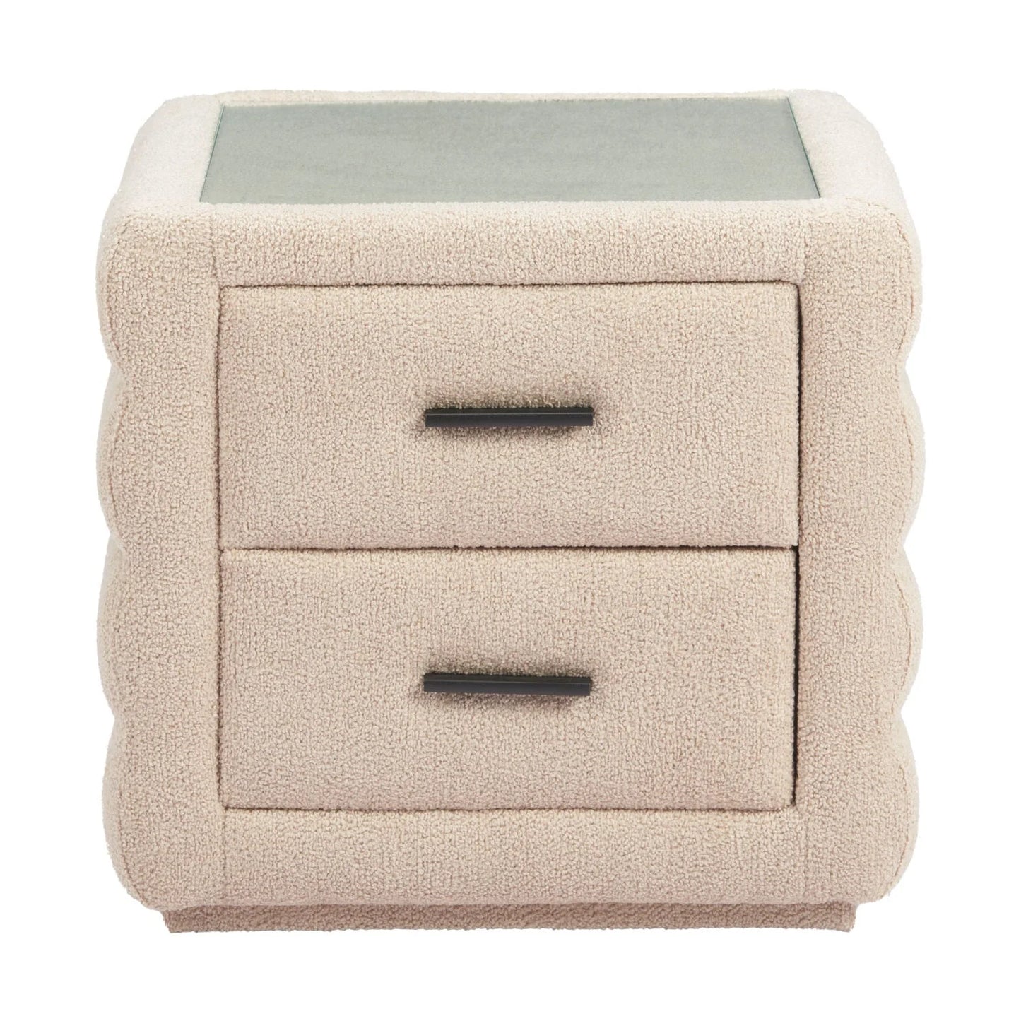 Luxury Modern Soffice Shearling 2-Drawer Nightstand European Style for Villa
