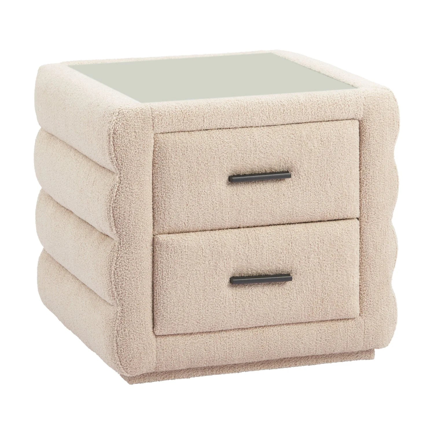 Luxury Modern Soffice Shearling 2-Drawer Nightstand European Style for Villa
