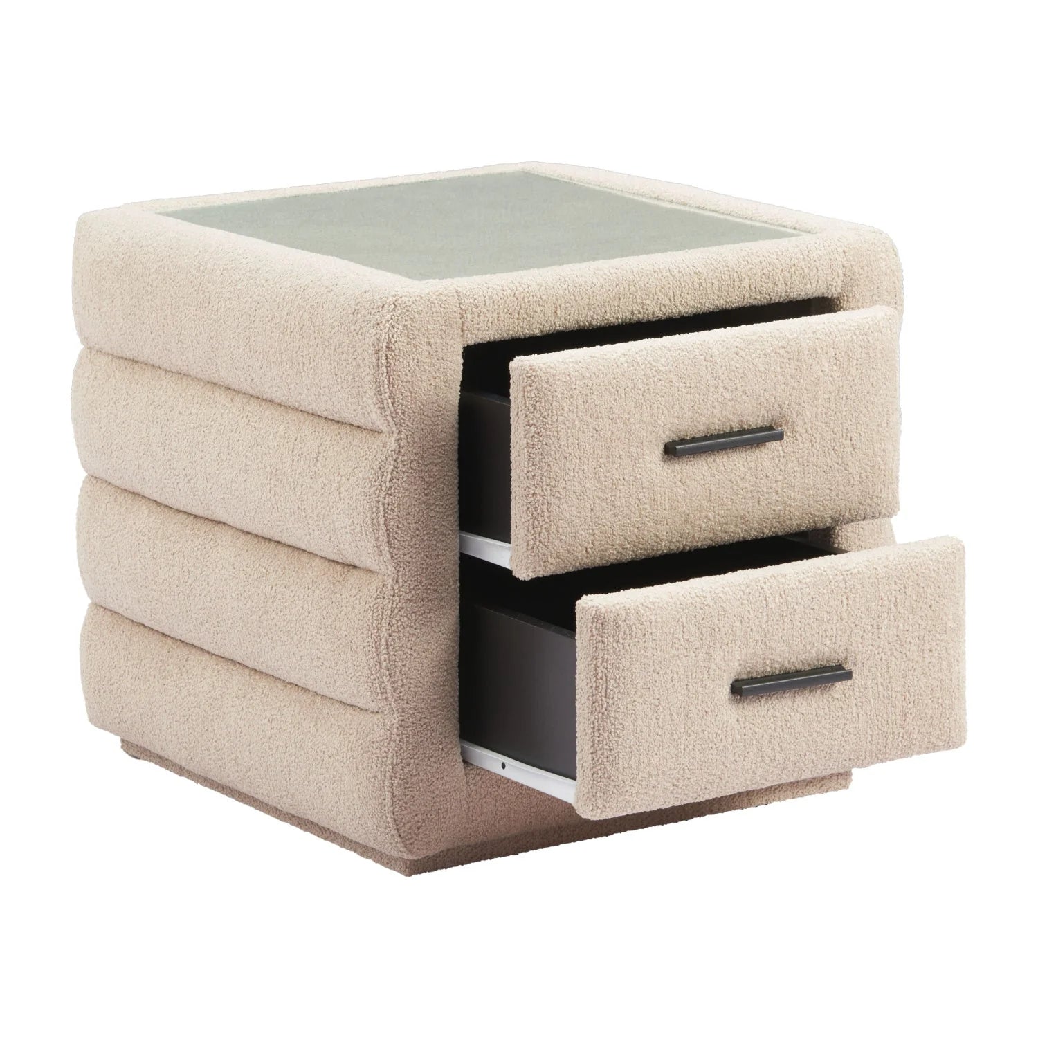 Luxury Modern Soffice Shearling 2-Drawer Nightstand European Style for Villa