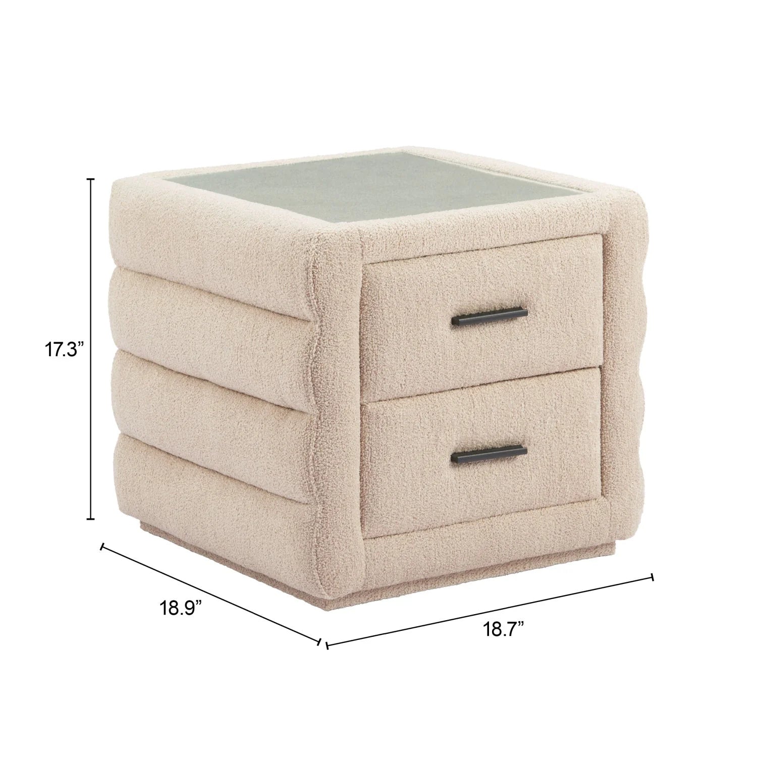 Luxury Modern Soffice Shearling 2-Drawer Nightstand European Style for Villa