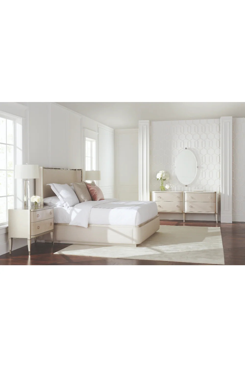 Luxury Modern Soft Metallic 2-Drawer Nightstand European Style for Villa