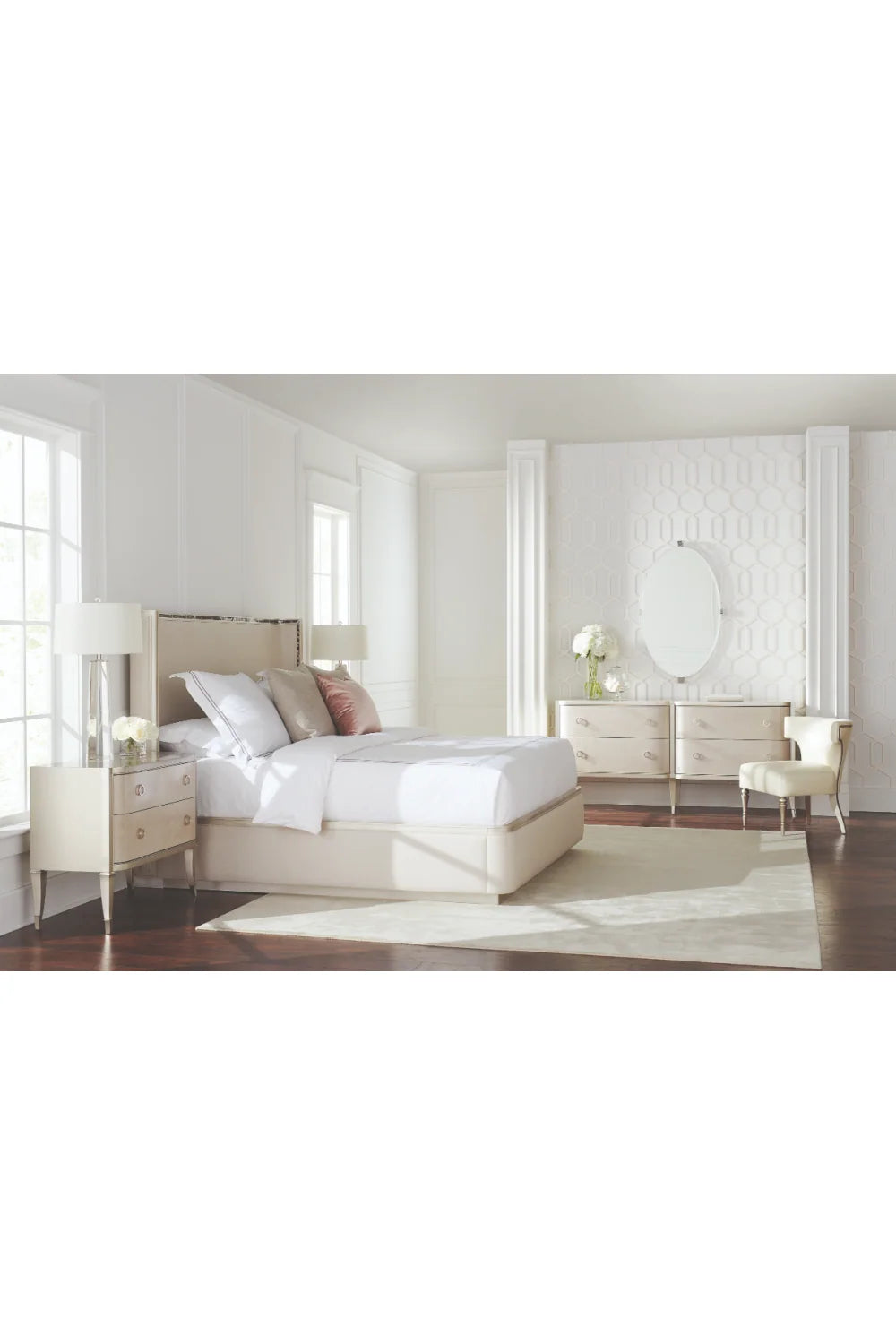 Luxury Modern Soft Metallic 2-Drawer Nightstand European Style for Villa