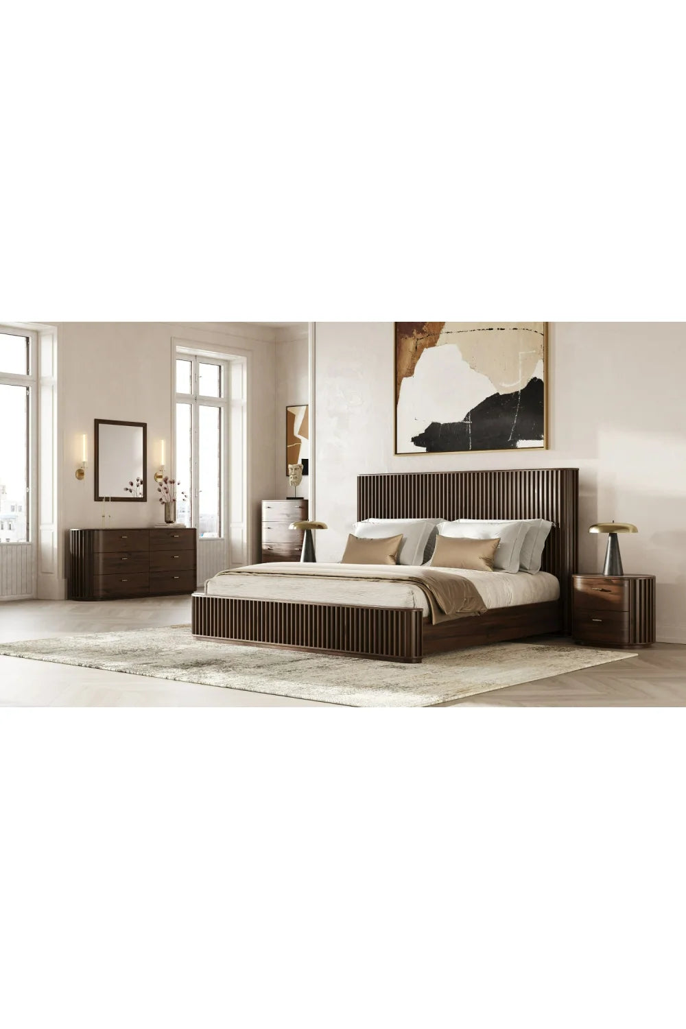 Luxury Modern Solid Acacia 6-Drawer Dresser European Style for Villa