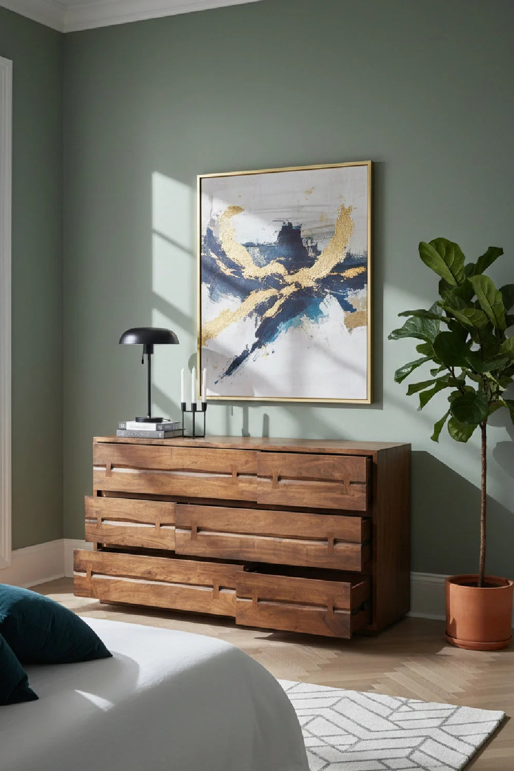 Luxury Modern Solid Acacia 6-Drawer Dresser European Style for Villa