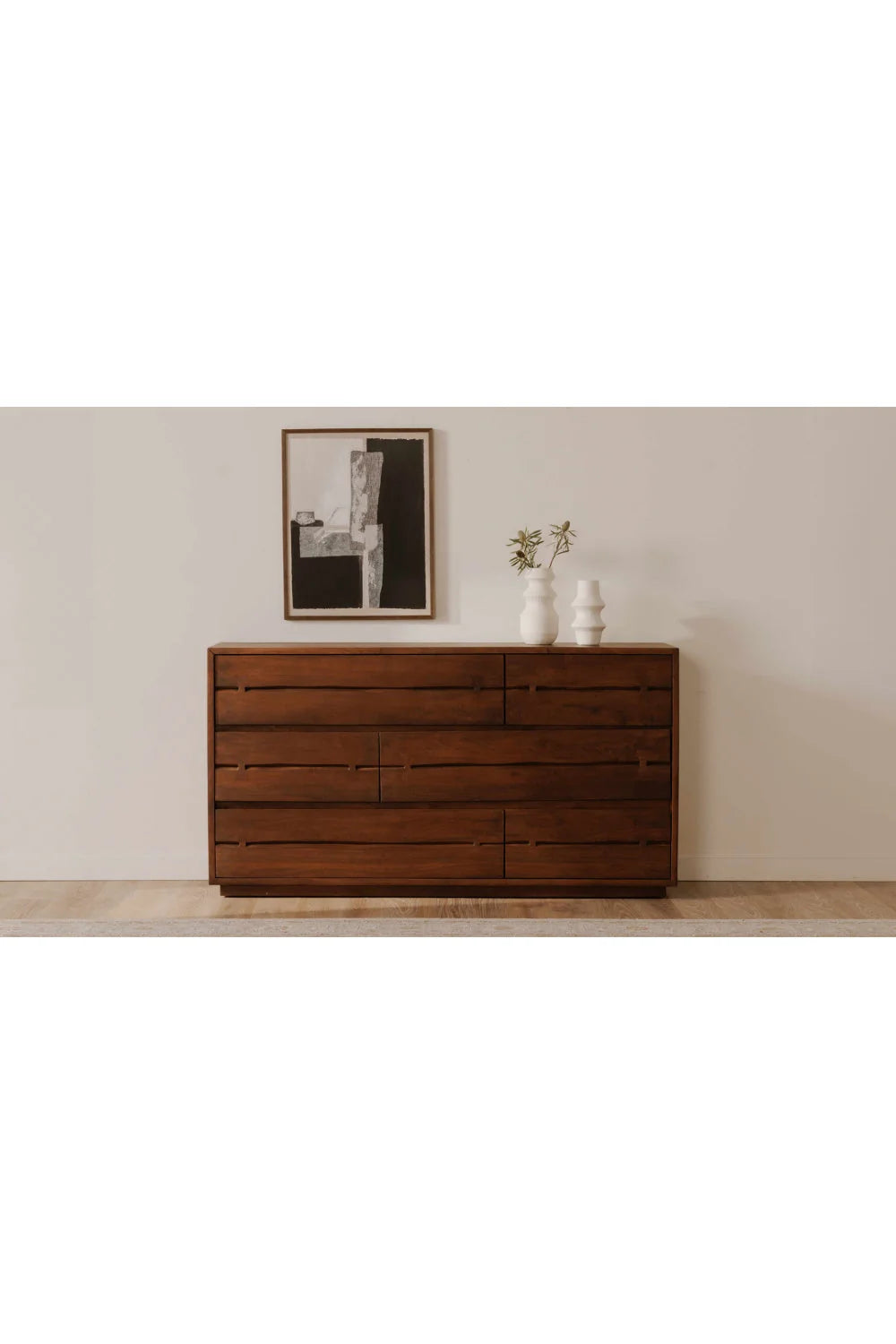 Luxury Modern Solid Acacia 6-Drawer Dresser European Style for Villa