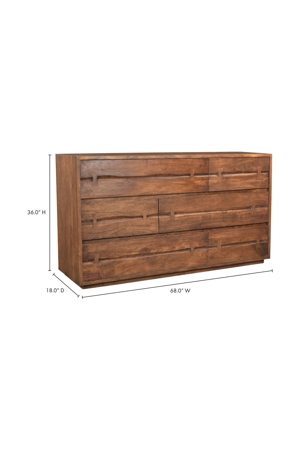 Luxury Modern Solid Acacia 6-Drawer Dresser European Style for Villa
