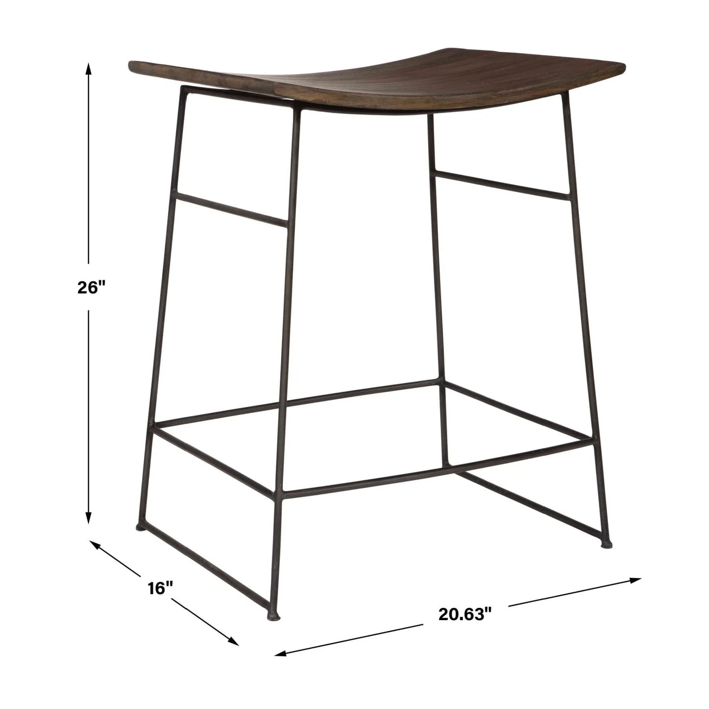 Luxury Modern Solid Mango Scooped Counter Stool European Style for Villa