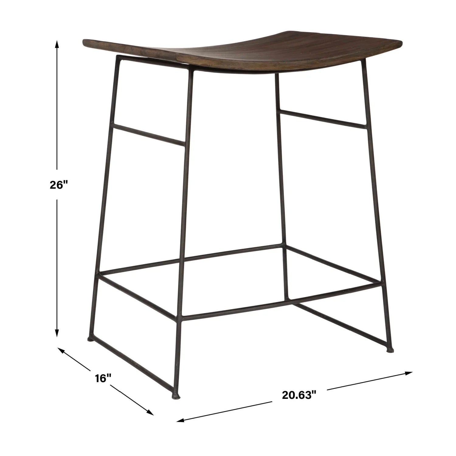 Luxury Modern Solid Mango Scooped Counter Stool European Style for Villa
