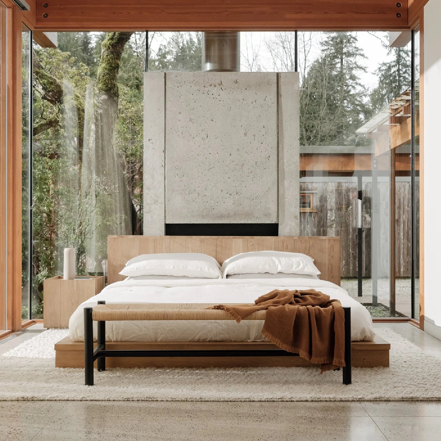 Luxury Modern Solid Oak Bed European Style for Villa