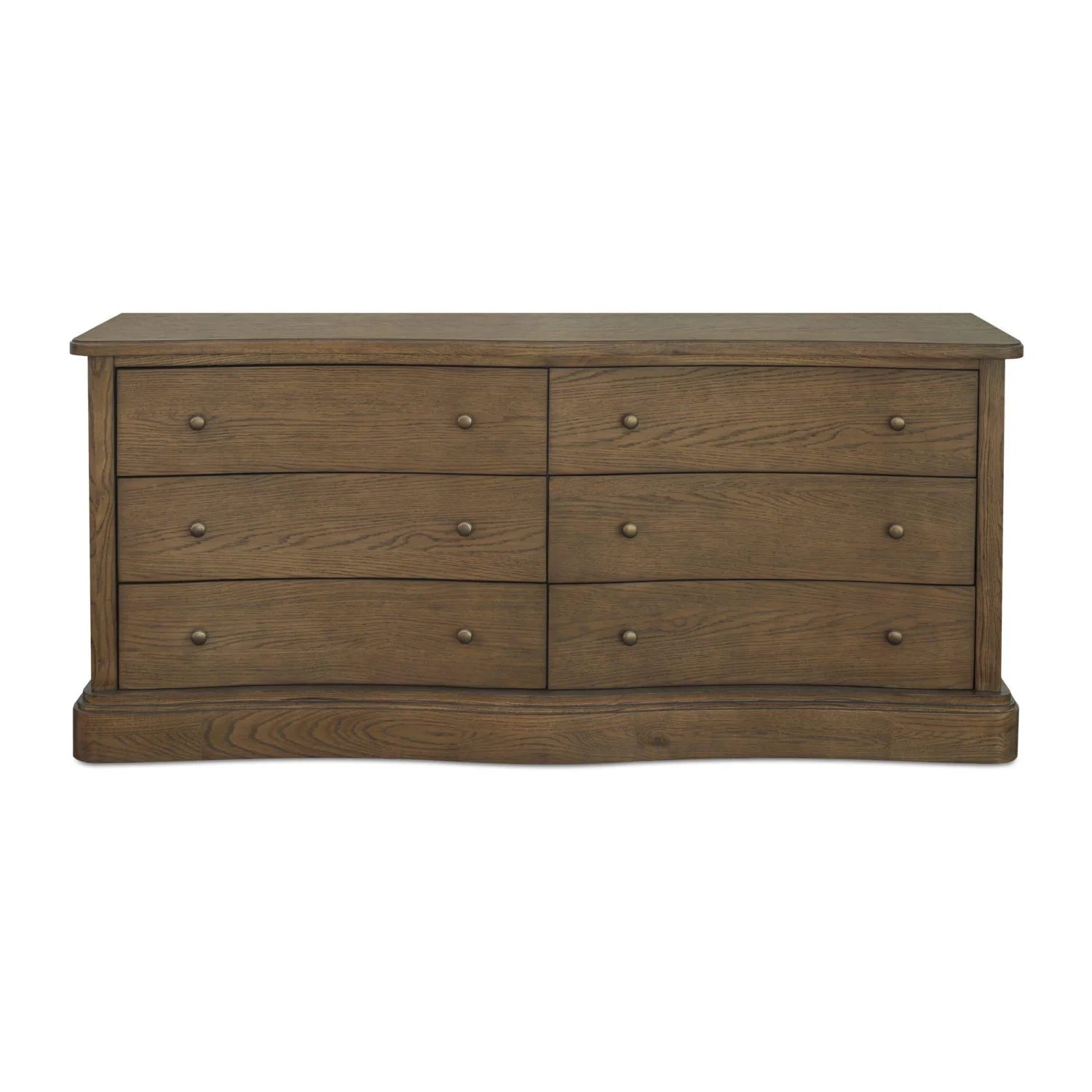 Luxury Modern Solid Oak Curved 6-Drawer Dresser European Style for Villa
