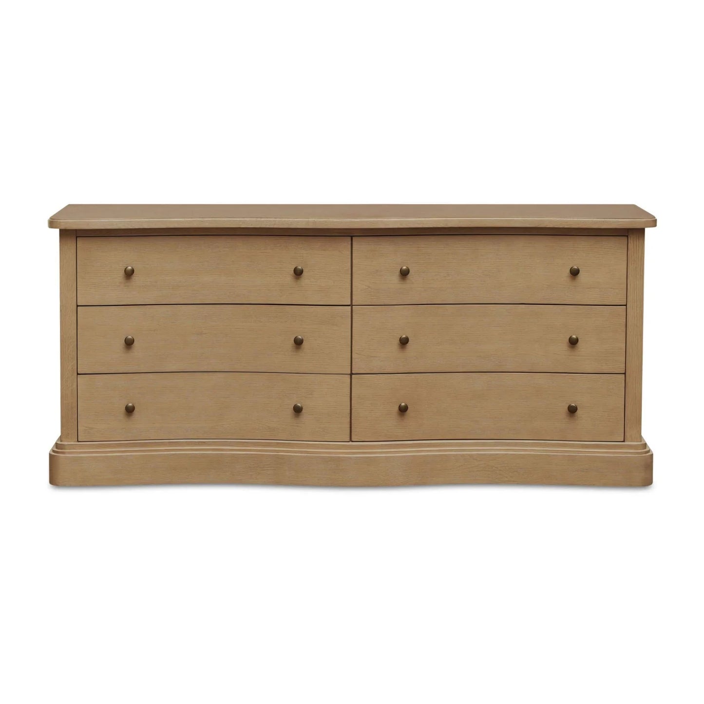 Luxury Modern Solid Oak Curved 6-Drawer Dresser European Style for Villa