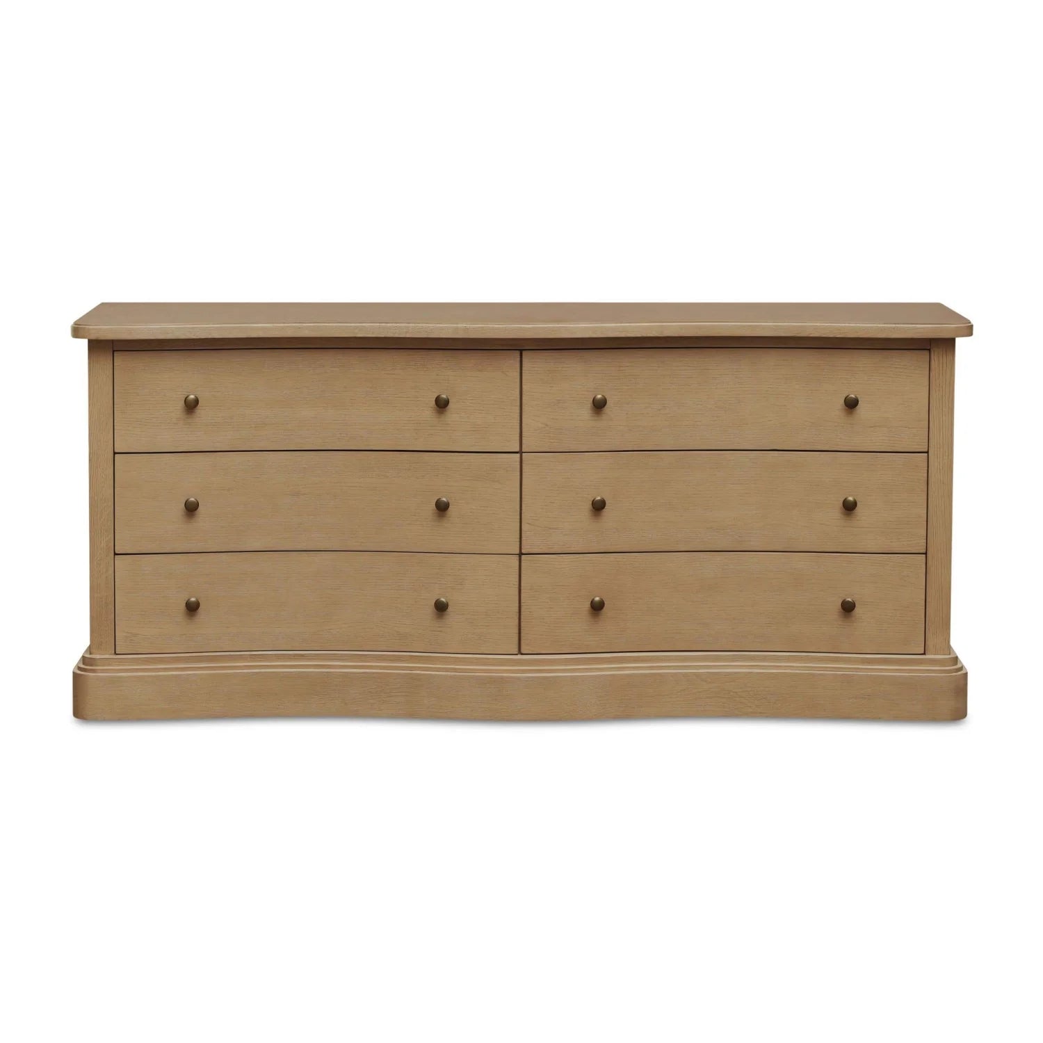 Luxury Modern Solid Oak Curved 6-Drawer Dresser European Style for Villa