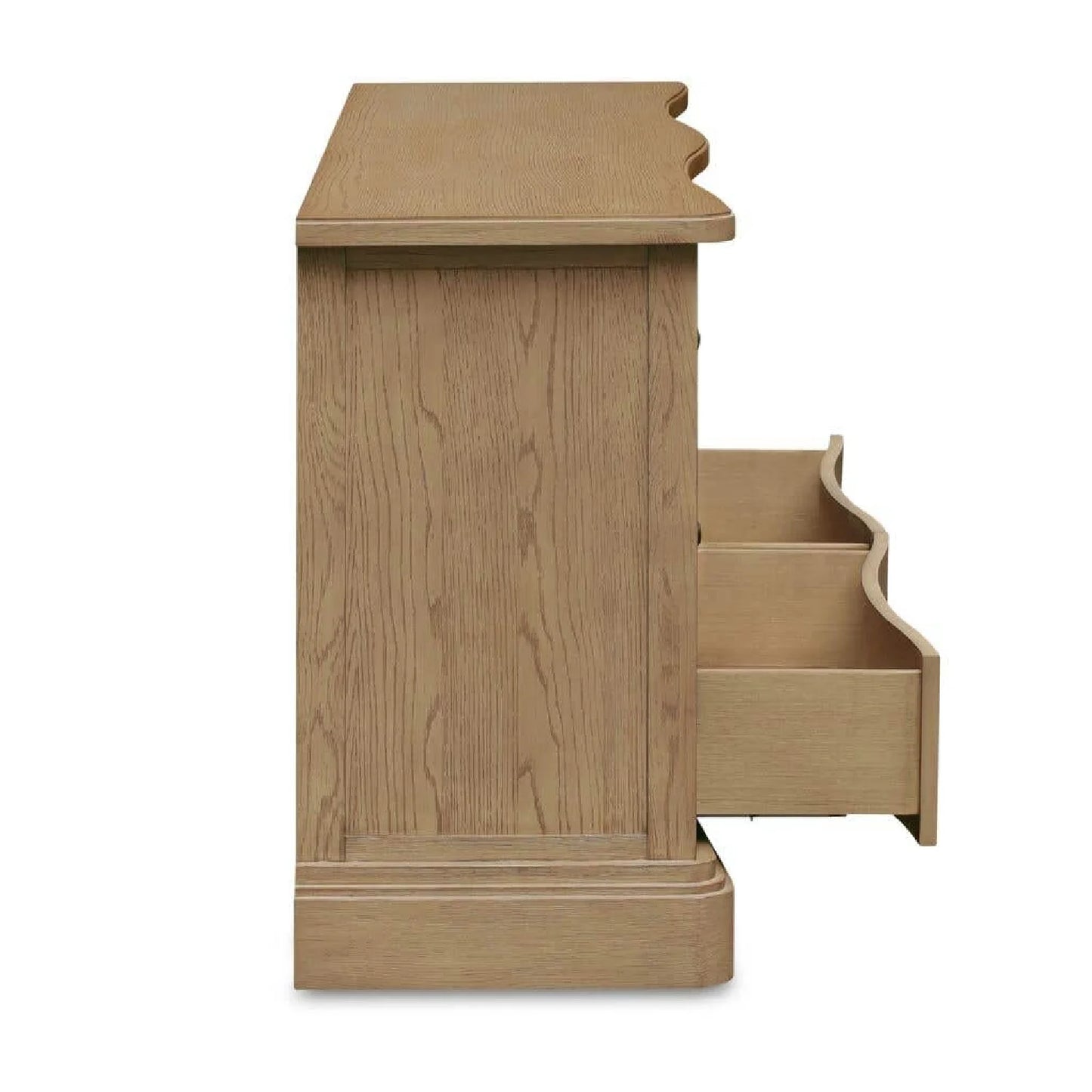 Luxury Modern Solid Oak Curved 6-Drawer Dresser European Style for Villa