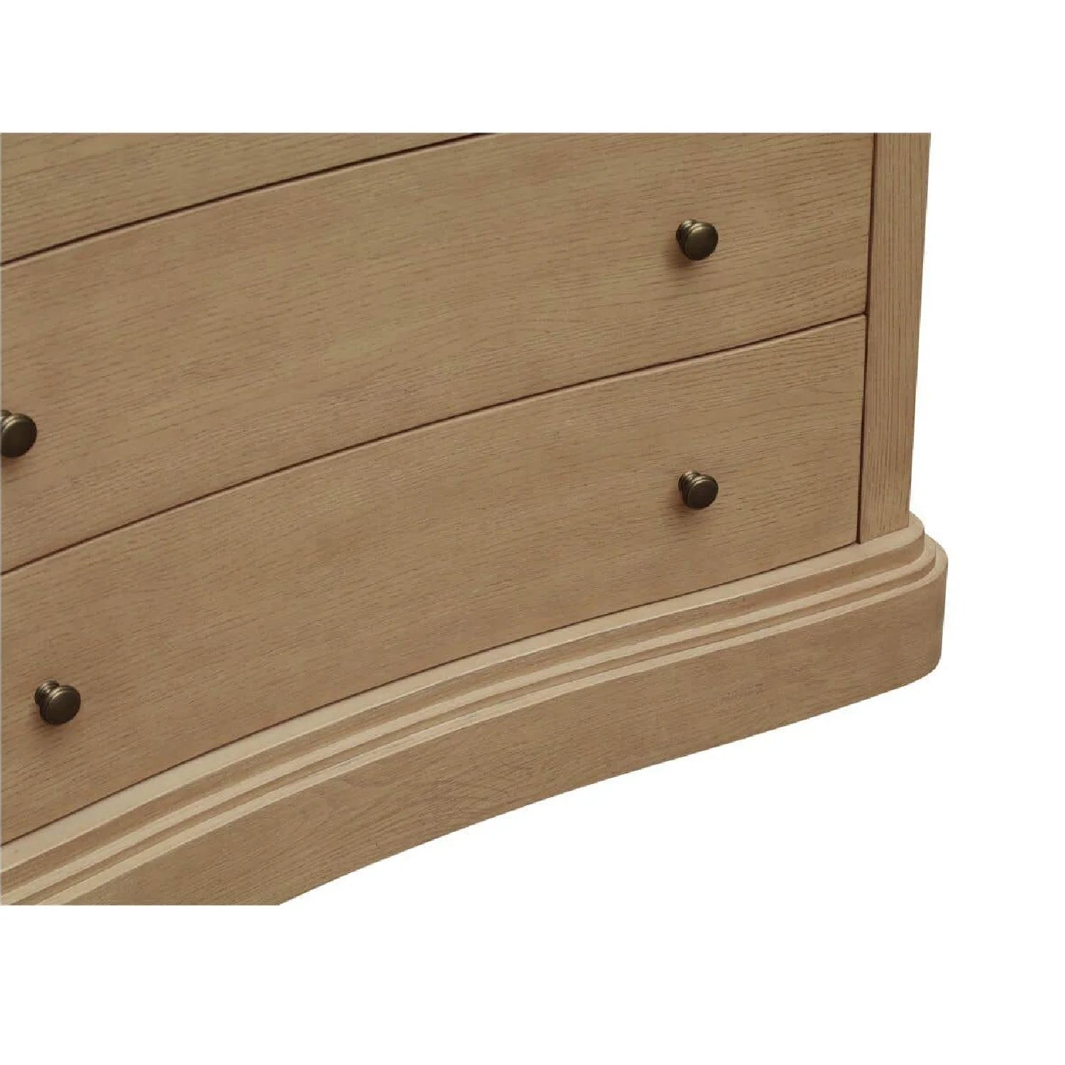 Luxury Modern Solid Oak Curved 6-Drawer Dresser European Style for Villa