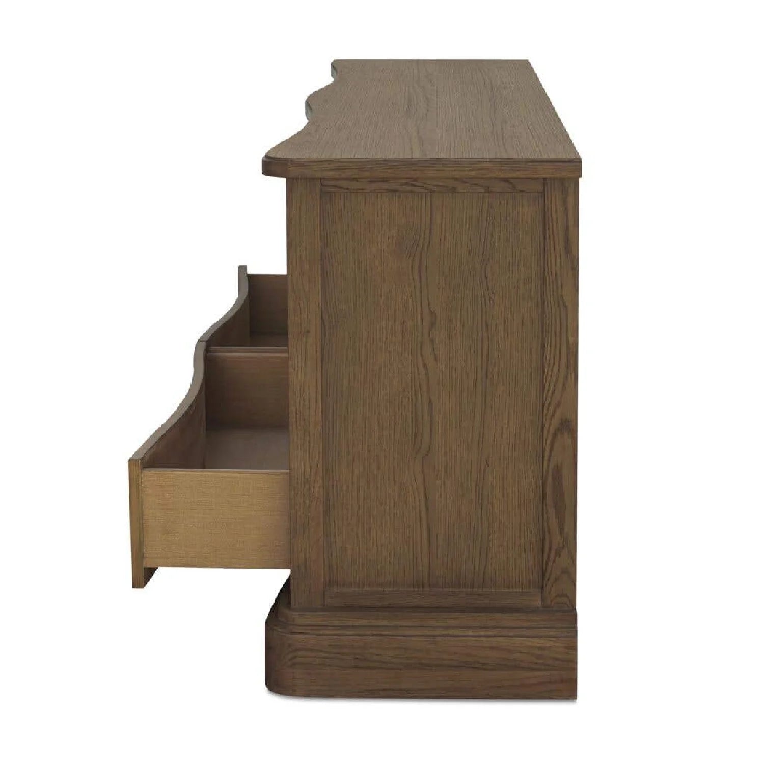 Luxury Modern Solid Oak Curved 6-Drawer Dresser European Style for Villa