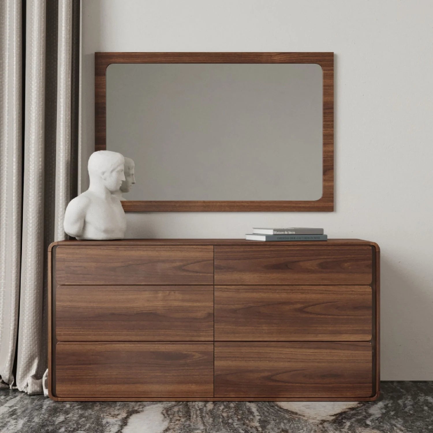 Luxury Modern Solid Rubberwood Dresser European Style for Villa