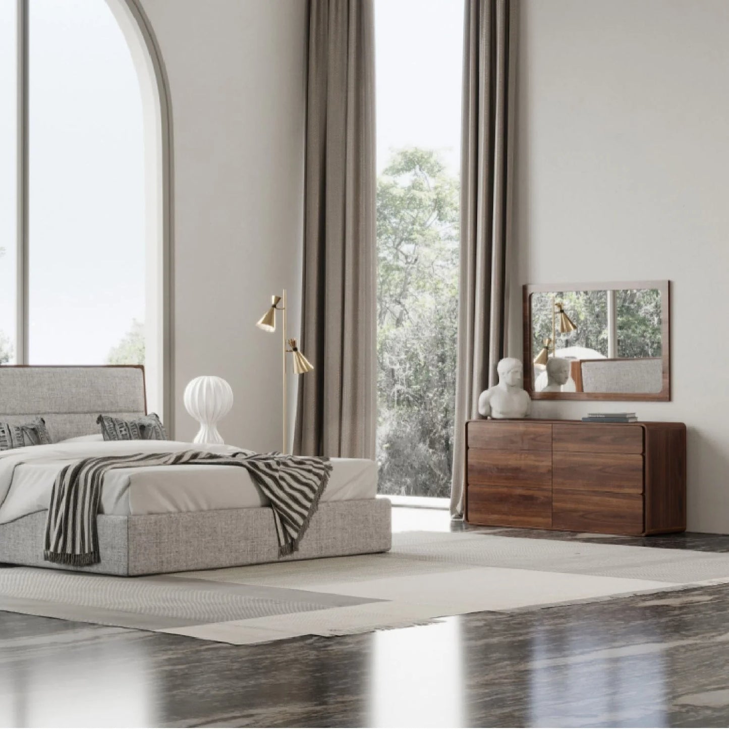 Luxury Modern Solid Rubberwood Dresser European Style for Villa